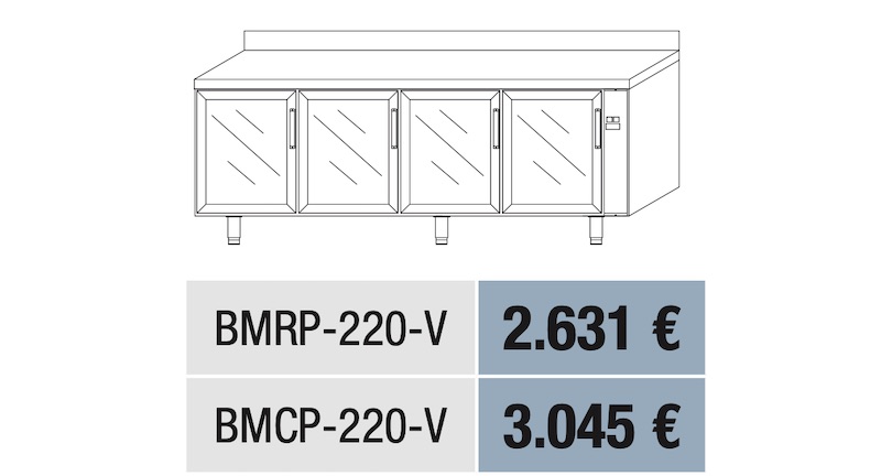 Mesa Fría snack Refrigeración y Congelados preinstalación BMRP-220-V Docriluc - Imagen 2