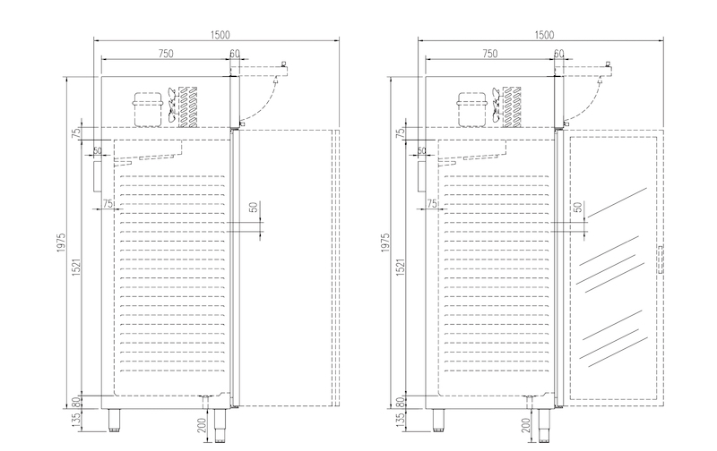 Armario GN-2/1 Refrigeración y Congelación Costados Embutidos AG-75-1-C-PF Docriluc - Imagen 4