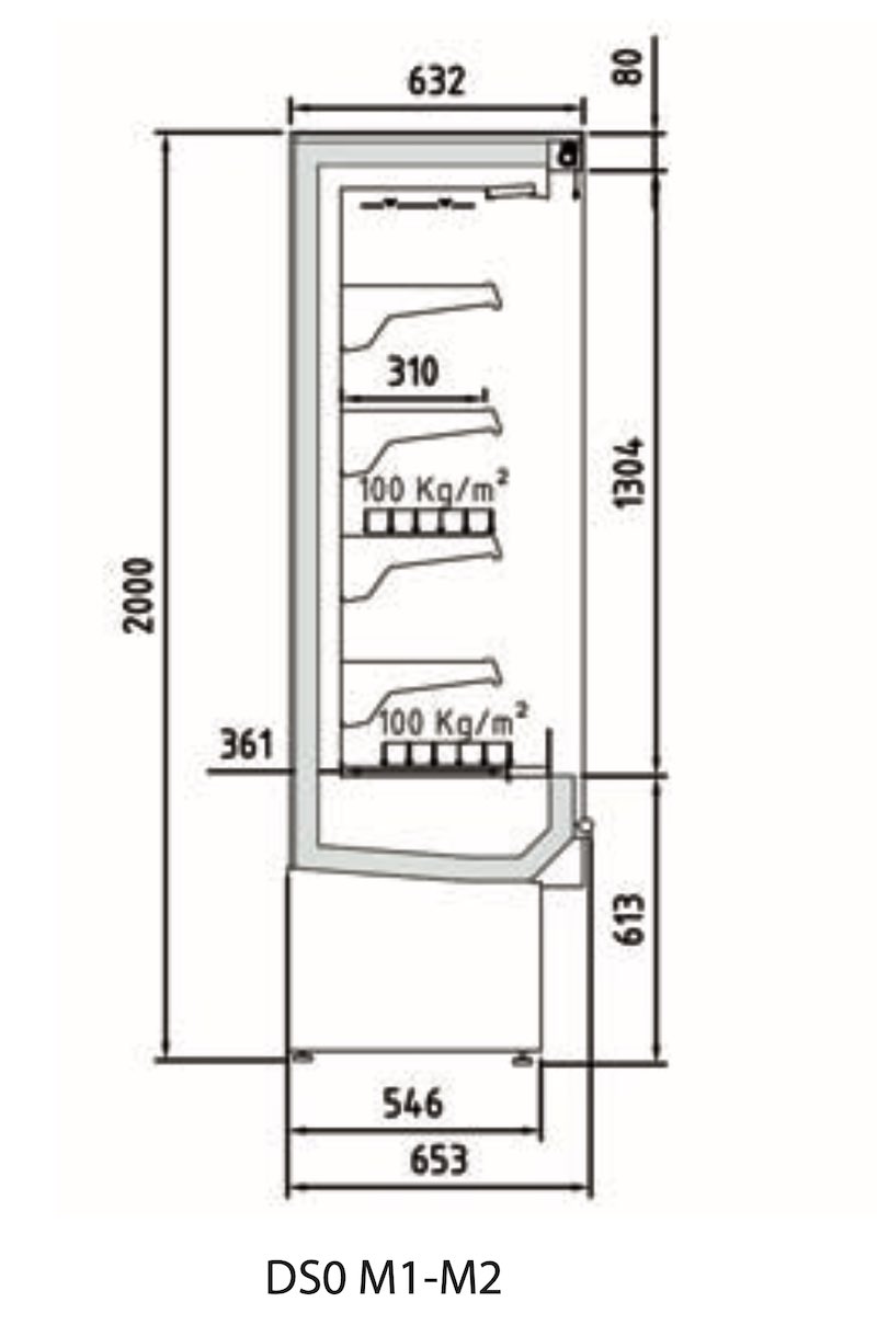 Vitrina Expositora Mural Gama Cedar Abierta M1-M2 INOX DSO 18 I M1 Docriluc - Imagen 2