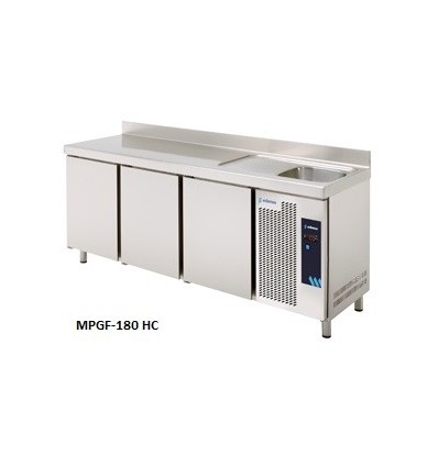 Mesas Refrigeradas Gastronorm con Fregadero Serie GN 1/1 MPGF-180 HC Edenox