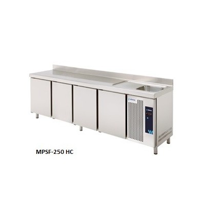 Mesas Refrigeradas con fregadero Serie 600 de -2° a +8° C MPSF-250 HC Edenox