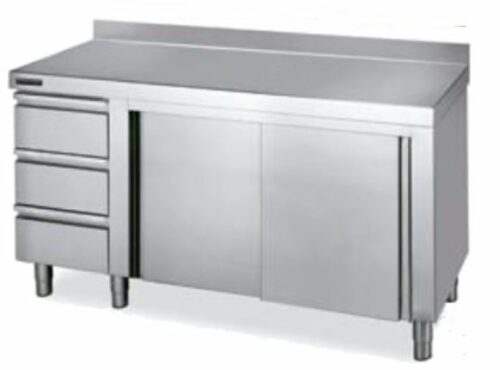 Mueble Con Cajones Izquierdo Y Puertas Correderas Con Encimera Mural Gama 600 F0071116 Distform