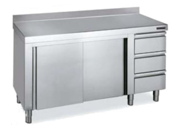 Mueble Con Cajones Derecha Y Puertas Correderas Con Encimera Mural Gama 700 F0071126 Distform