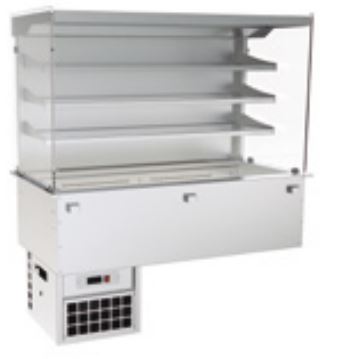 Vitrina Refrigerada Mural Recta De 3 Niveles Con Cuba Fría Ventilada Y Termo Cortina VMRT04GN Distform