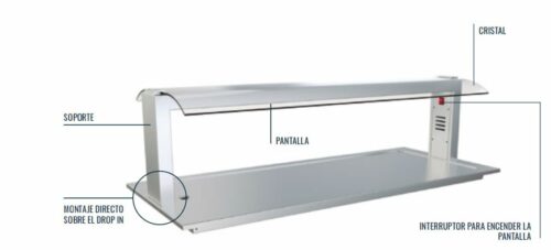 Soporte Con Pantalla, Luz Halógena Y Calor Cerámica 5 GN Para Montaje Directo Sobre Drop In PDC105GN Distform