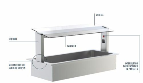 Soporte Inclinado Con Pantalla, Soporte Con Luz Halógena Y Calor Cerámica 5 GN Para Montaje Directo Sobre Drop In PDCI15GN Distform