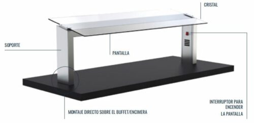 Soporte Inclinado Con Pantalla, Soporte Con Luz Halógena Y Calos Cerámica 4 GN Para Montaje Directo Sobre Buffet PBCI14GN Distform