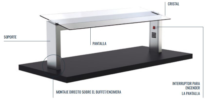 Soporte Inclinado Con Pantalla, Soporte Con Luz Halógena Y Calos Cerámica 5 GN Para Montaje Directo Sobre Buffet PBCI15GN Distform