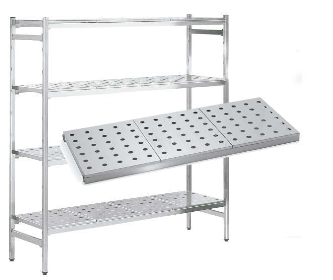 Estantería De Pie Inox Lineal Perforadas. Altura 1800. Largo 1660-2490 Distform