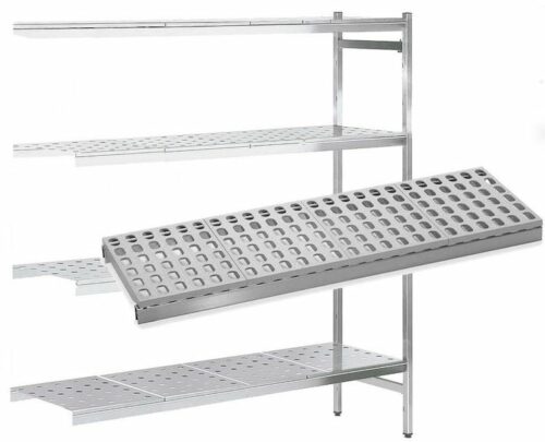 Estantería De Pie Inox Angular Perforada. Altura 1800. Largo 1630-2460 Distform