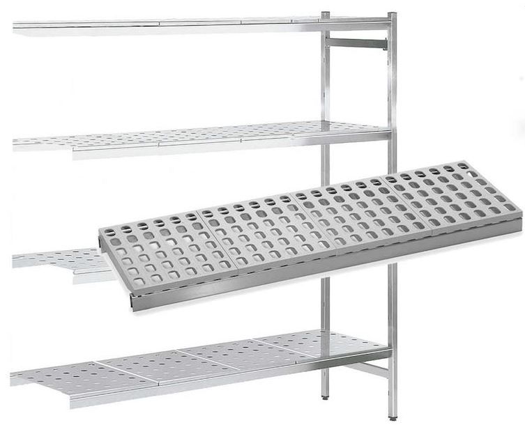 Estantería De Pie Inox Angular Perforada. Altura 1800. Largo 1630-2460 Distform