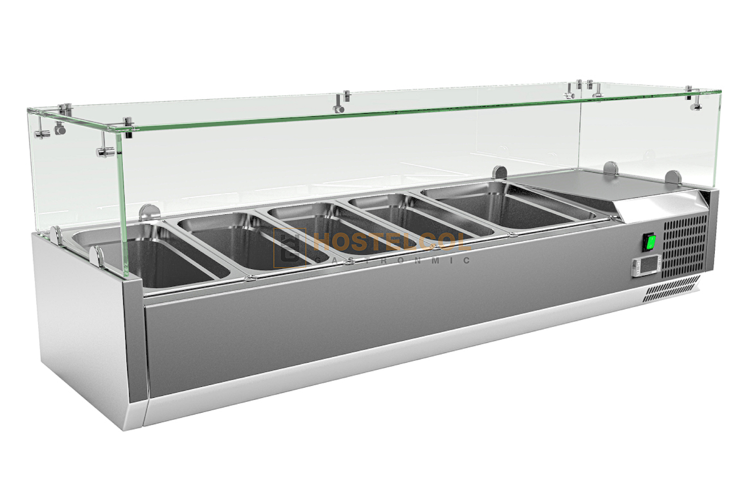 Vitrina Expositora Refrigerada con Cubetas GN 1/3x4 + GN 1/2x1 - 1400x395x440 (mm)